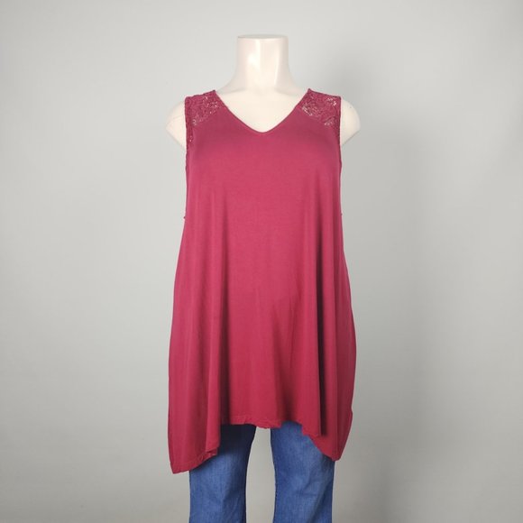 In Every Story Burgundy Sleeveless Top Size 5X - Picture 1 of 8